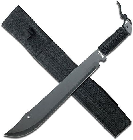 Jungle Master JM-021 Full Tang Machete, Black Blade, Black Cord-Wrapped Handle, 21-Inch Overall