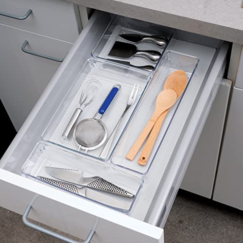 Oggi Clear Drawer Organizer - 6" X 6"- Ideal for Organizing Kitchen Drawers, Office, Desk, Silverware, Kitchen Utensils, Cosmetics and Bathrooms (Pack of 2) - size: 6" by 6" (Pack of 2)