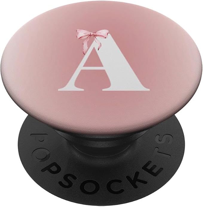 Pink Letter A Monogram Bow PopSockets PopGrip for MagSafe