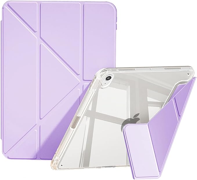 Slim Case for iPad Air 11 M4/M3/M2 &amp 10.9 5th/4th Gen Aqua Blue | Pencil Holder Multi-Angle Y Fold Stand Clear Acrylic Cute Cover Auto Wake-Sleep 2026/2025/2024/2022/2020