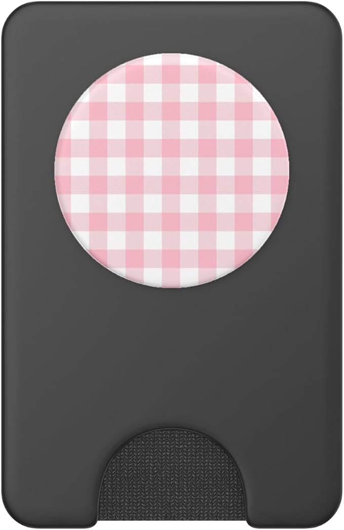 Pastel Pink Gingham Squares Classic Plaid Pattern Trendy PopSockets PopWallet for MagSafe