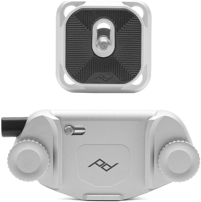 Peak Design Capture Camera Clip V3, Silver with Plate, Holds DSLR, Compact and Point and Shoot Bodies, Secure, Stable and Accessible, Attaches to Straps and Belts, Quick Release, 200 lb Capacity