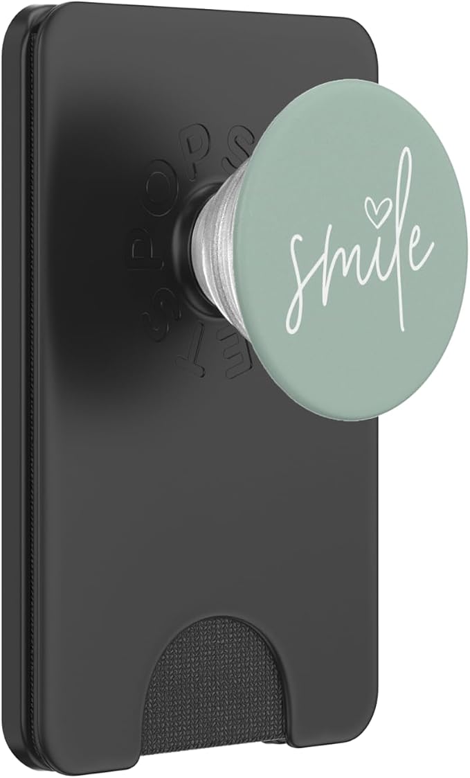 Smile Positive Inspirational Quote - Pastel Sage Green PopSockets Adhesive PopGrip
