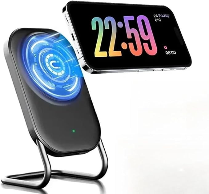 Desktop 15W 2 in 1 Magnetic Wireless Charger Stand for iPhone 17 16 15 14 13 12 Pro Max Samsung (Black)