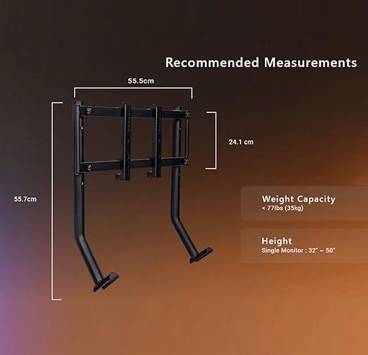Thermaltake GR300 Racing Simulator Monitor Stand; Single Monitor or TV; 32" to 50" Screens; VESA Mounting; Powder Coated Steel; Black; GSC-R3M-MDSLBB-01