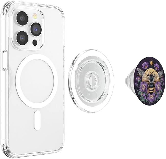 Honey Bees and Purple Flower Botanical Bumblebee Lush Floral PopSockets Adhesive PopGrip