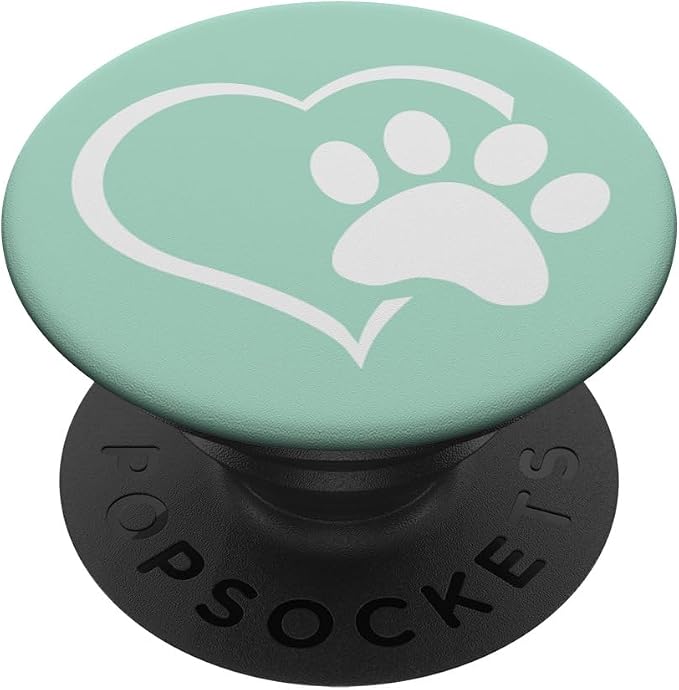 Mint Green Dog Mom Paw Print Lover Design PopSockets Adhesive PopGrip