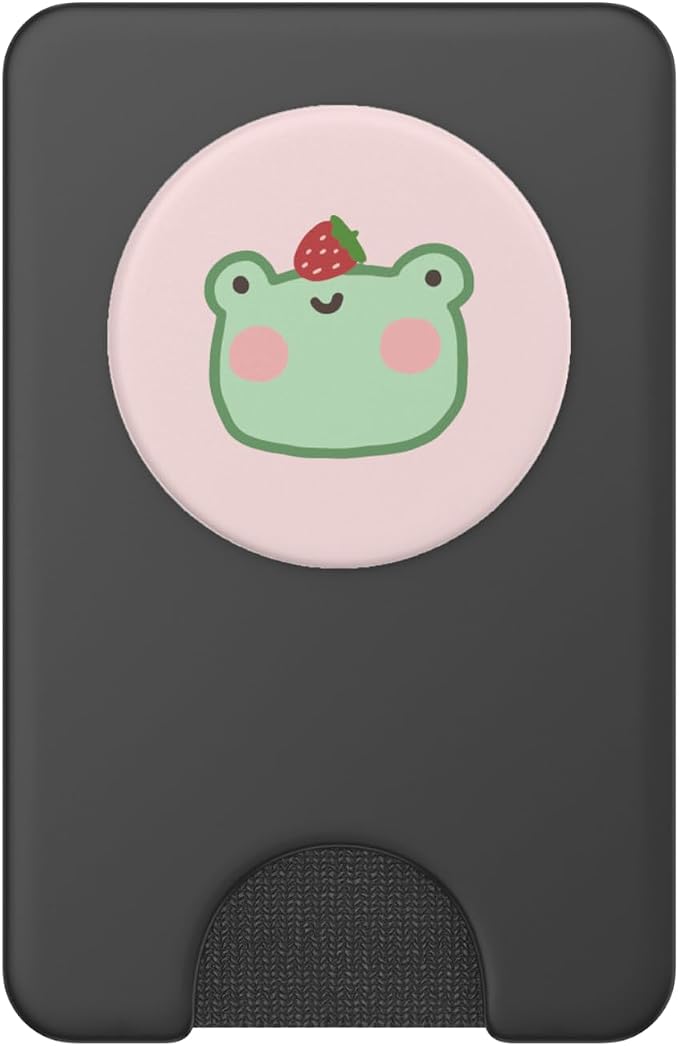 Cute Frog with Strawberry Kawaii Aesthetic PopSockets PopGrip: Swappable Grip for Phones &amp Tablets