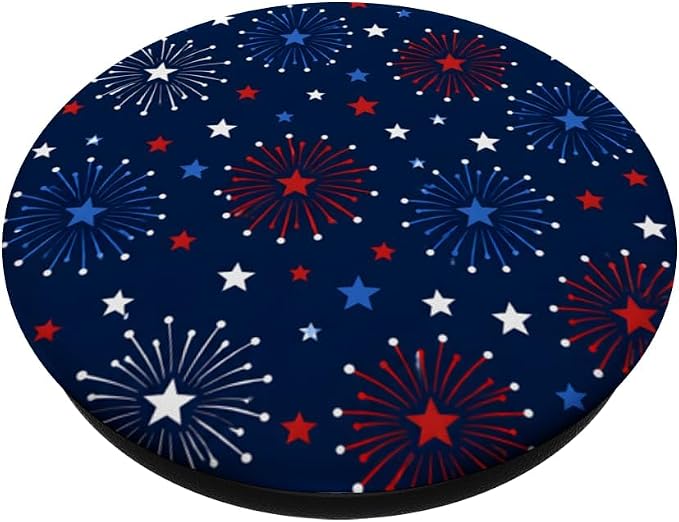Firework Star Pattern Patriotic 4th of July Red White Blue PopSockets PopGrip for MagSafe