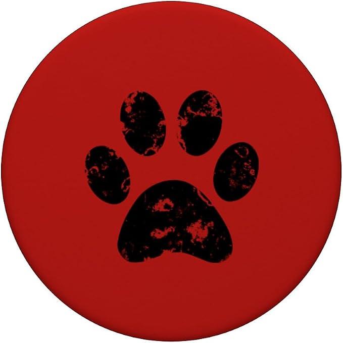 Black Dog Paw Print Red PopSockets Adhesive PopGrip