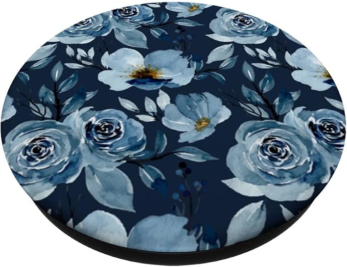 Blue Watercolor Flower Pattern PopSockets Adhesive PopGrip