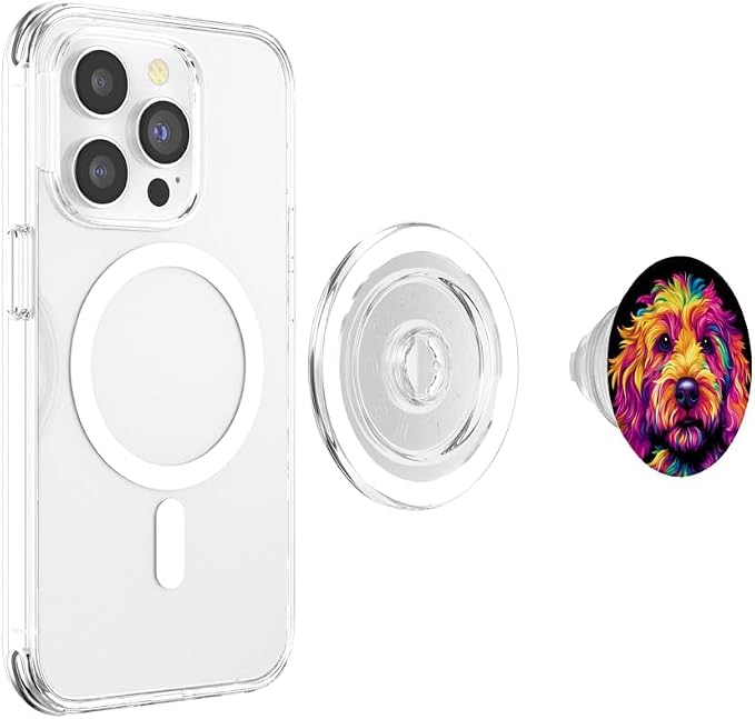 Colorful Goldendoodle Face Golden Doodle Dog Lover Black PopSockets PopGrip for MagSafe