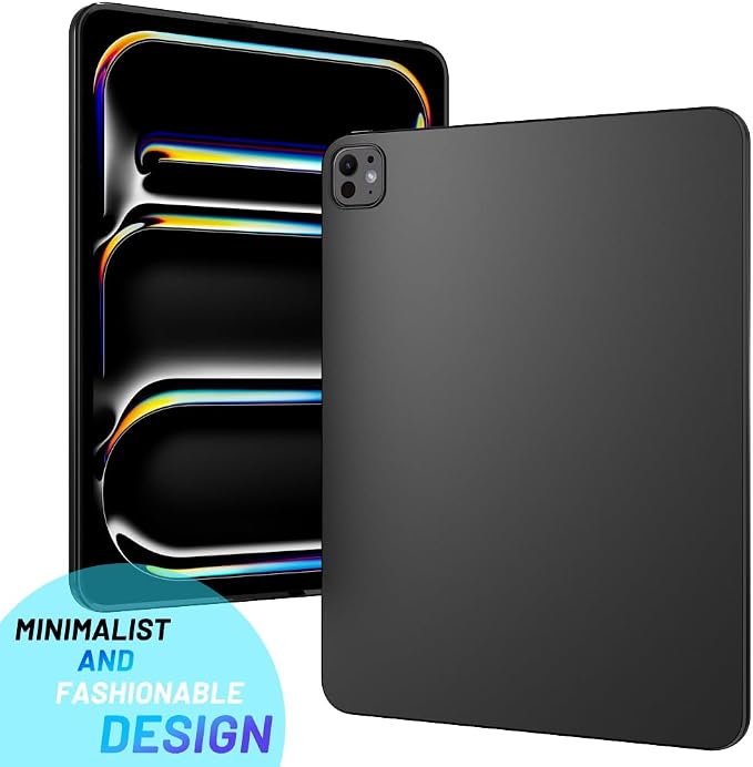 Puxicu Case for iPad Pro 12.9 Inch (2nd &amp 1st Gen) Slim Matte Rubber Soft TPU Protective Cover Black