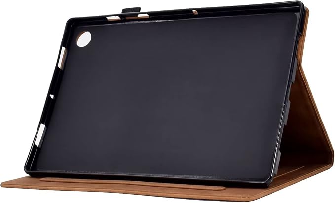 Case for Samsung Galaxy Tab A9 8.7 Inch 2023 (SM-X110/X115/X117) Suede Embossed Flower Flip Stand Protective Shell with Pen Holder &amp Card Slot No Smart Auto Wake/Sleep Function Brown