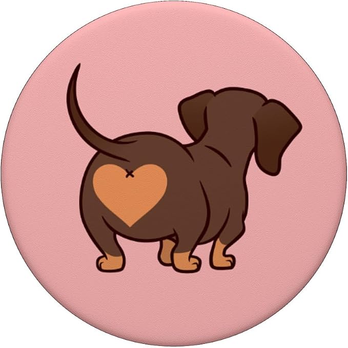 Dachshund Butt Heart Weiner Dog Mom Gift Pink for Girls PopSockets Adhesive PopGrip