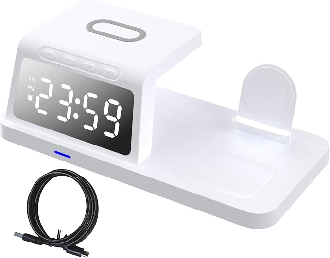 Vikye 3 in 1 Wireless Charging Station Fast Desk Charger 15W for Smartphones Smartwatches and Earphones (HT-506 White)