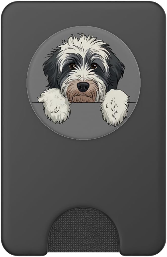 Cute Bernedoodle Peeking Doodle Puppy Dog Lover Men Women PopSockets Adhesive PopGrip