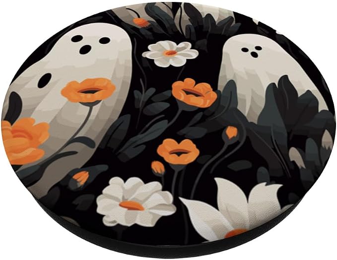 Cute Funny Halloween Spooky Ghost in Flowers Floral Pattern PopSockets PopGrip for MagSafe