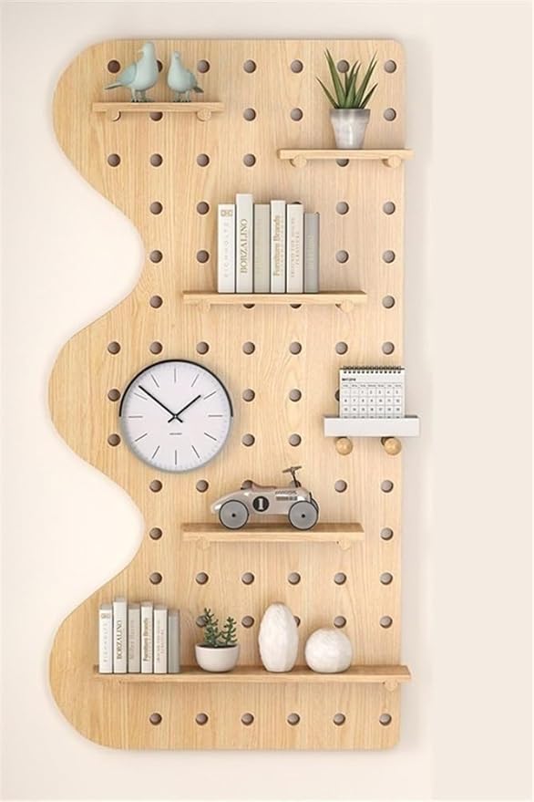 Wooden Wall Organizer - Versatile Hanging Display Panel for Home & Office, Entryway & Kitchen Storage Solution, Perforated Wood, Green (23.6"x47.2")