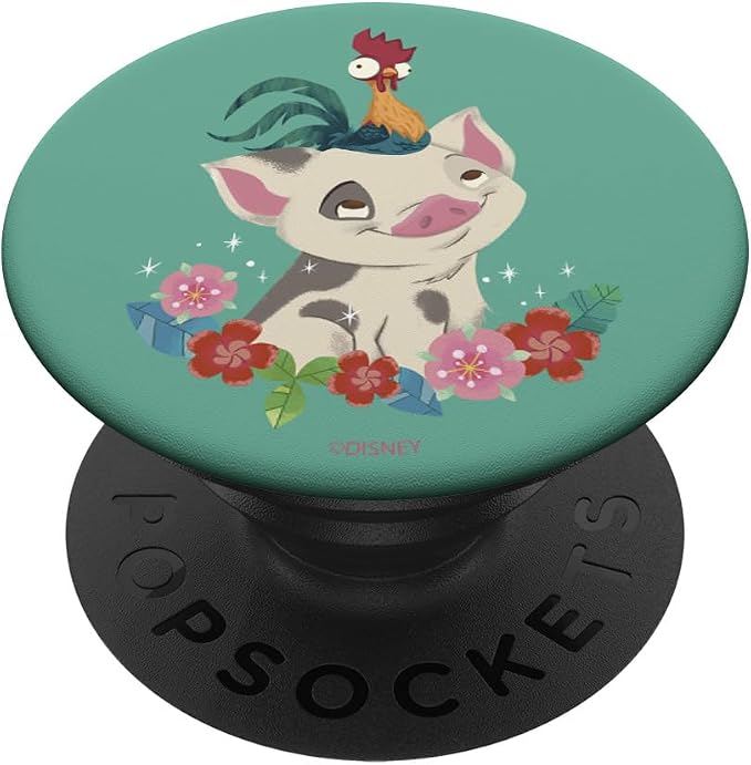 Disney Moana Pua and HEI HEI Floral Portrait PopSockets Adhesive PopGrip