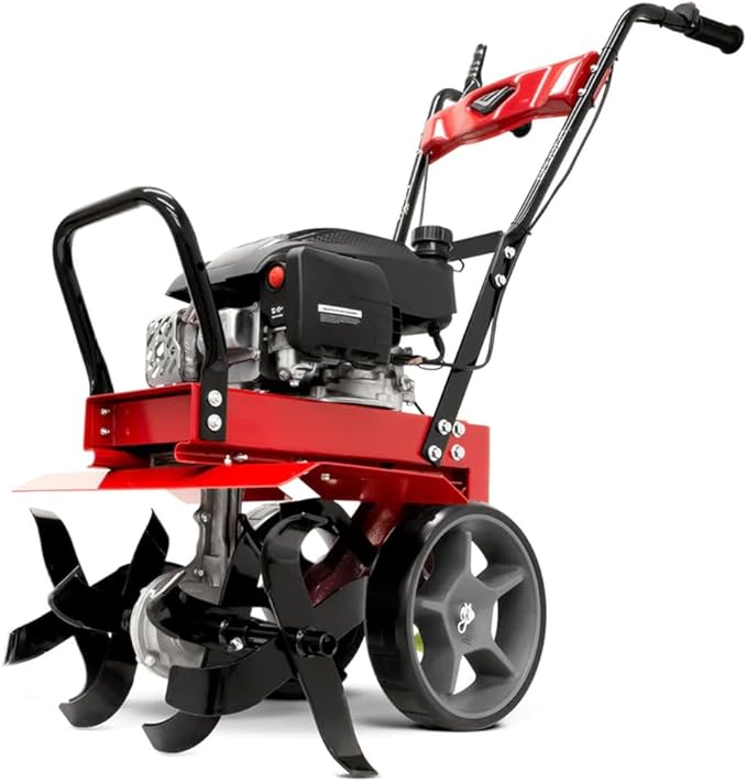 Earthquake Badger Front Tine Tiller, Powerful 160cc 4-Cycle Viper Engine, Two-Position Wheel Assembly, Adjustable Tilling Width Up to 21 Inches, Model: 41080, Red/Black