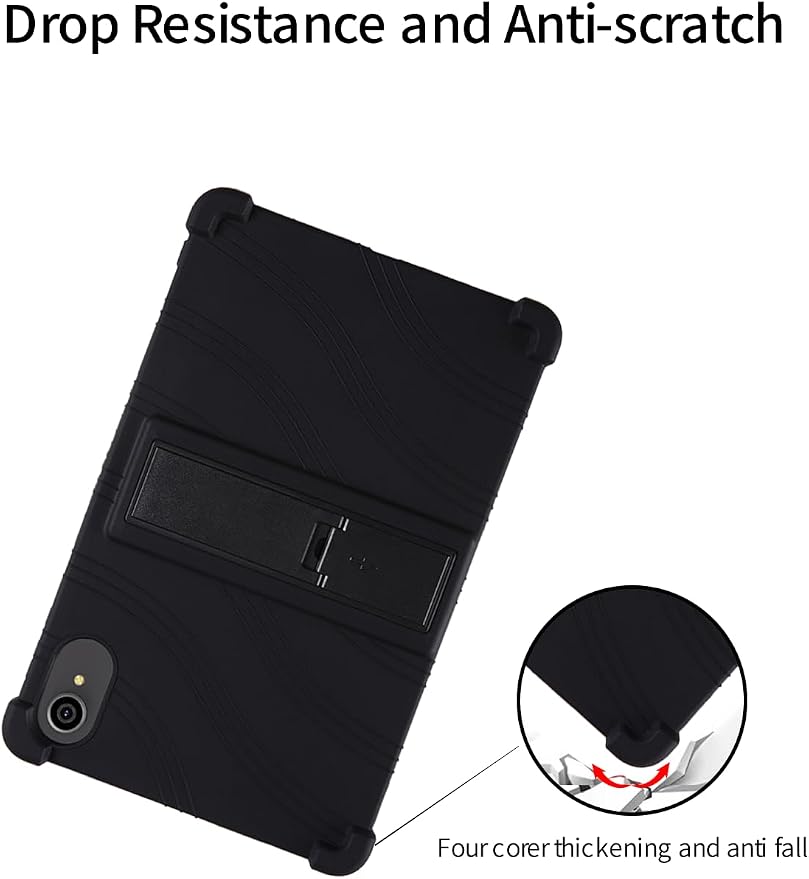for ApoloSign EP103A 10.1 Tablet CaseBOVUGAC Soft Silicone Case Adjustable Stand Shockproof Kids Friendly (Black)