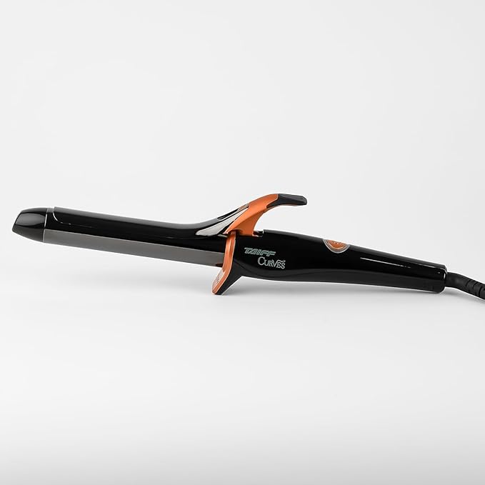 TAIFF Curves Professional Black Titanium Curling Iron – High-Performance Hair Curler & Rizadora para Cabello with Dual Voltage | Fixed Temperature 410°F | 1”