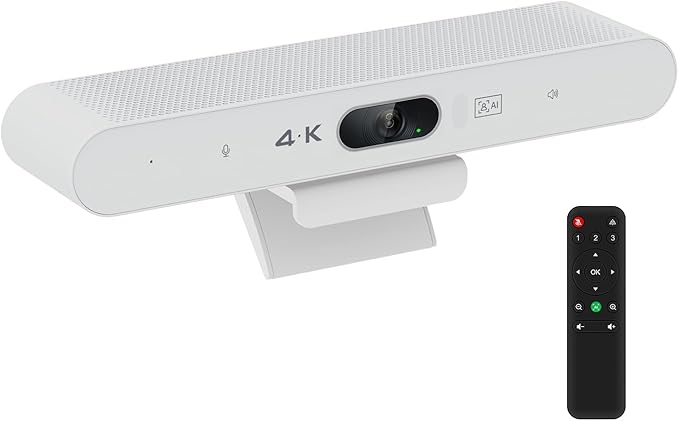 TOALLIN 4K Conference Room Webcam with Mic and Speaker, Ai Auto-Framing & Voice-Tracking, USB Video Bar, All-in-One Video Conference Camera for Online Meetings, Video Calls
