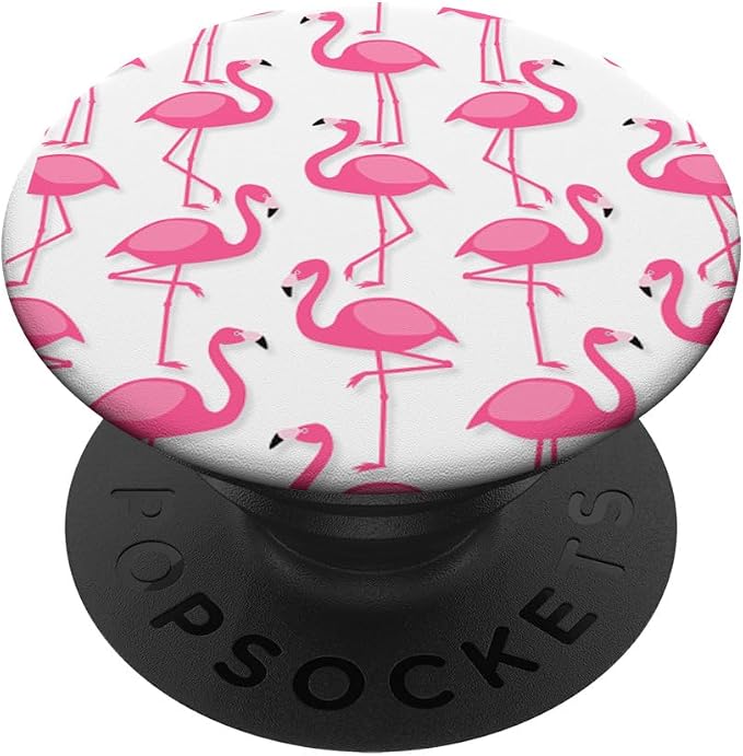 Pink Flamingo Flamenco Party White Background PopSockets Adhesive PopGrip