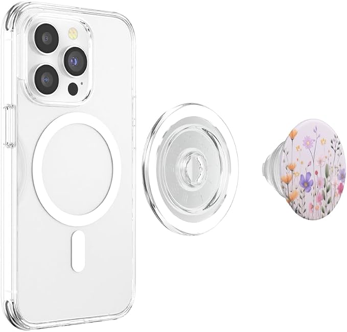 Cute Floral Pattern Flowers Bouquet Wildflowers Pastel Pink PopSockets Adhesive PopGrip