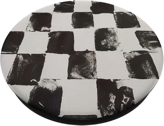 Black White Paint Checker Pattern PopSockets Adhesive PopGrip