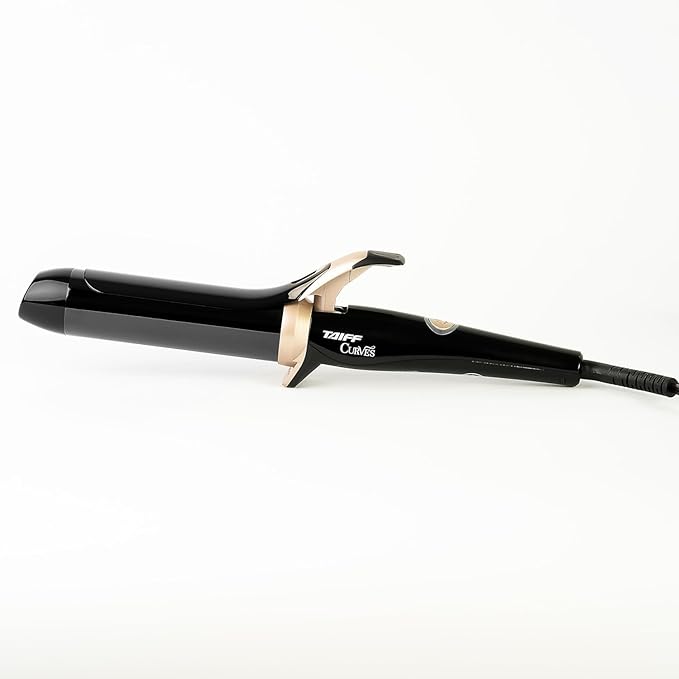 TAIFF Curves Professional Black Titanium Curling Iron – High-Performance Hair Curler & Rizadora para Cabello with Dual Voltage | Fixed Temperature 410°F | 1 1/2”