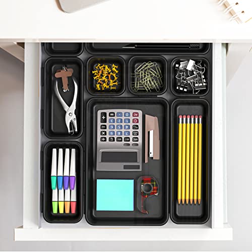 Simple Houseware Interlocking Desk Drawer Bins Organizer, 10 Packs, Black - size: Pack of 10
