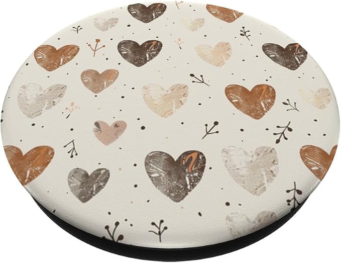 Brown Heart Pattern PopSockets Adhesive PopGrip