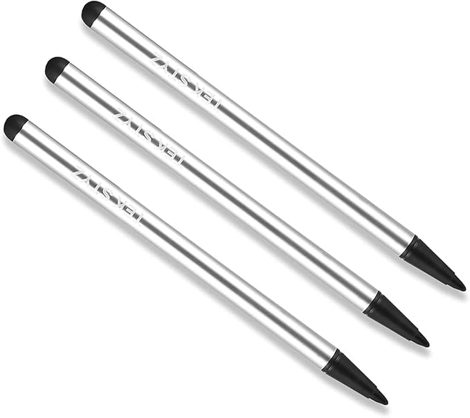 Pro Capacitive Resistive Stylus Universal 2 in 1 Compatible with Samsung Galaxy S22/S21/Ultra/S21+/Fe 5G/ High Sensitivity &amp Precision Full Size 3 Pack! (Silver)