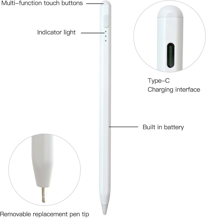 2023 New Touch Screen Stylus Pen Compatible for iPad 2021 9th gen/2020 8th gen/2019 7th gen/2018 6th gen - Black