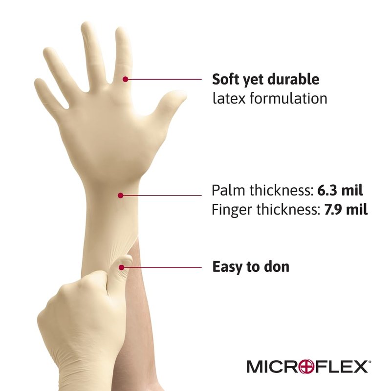 Ansell MICROFLEX Diamond Grip MF-300 Disposable Latex Gloves for Automotive, Healthcare, Machinery Industries