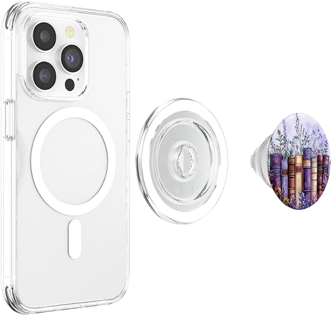 Book Lover Purple Wildflower Book Themed Floral Bookworm PopSockets PopGrip for MagSafe