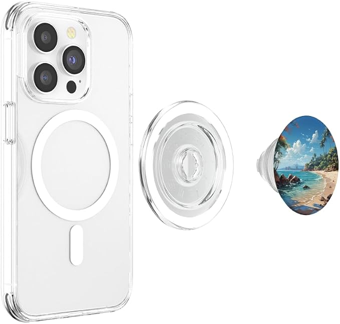 Tropical Beach Palm Trees Graphic PopSockets Standard PopGrip
