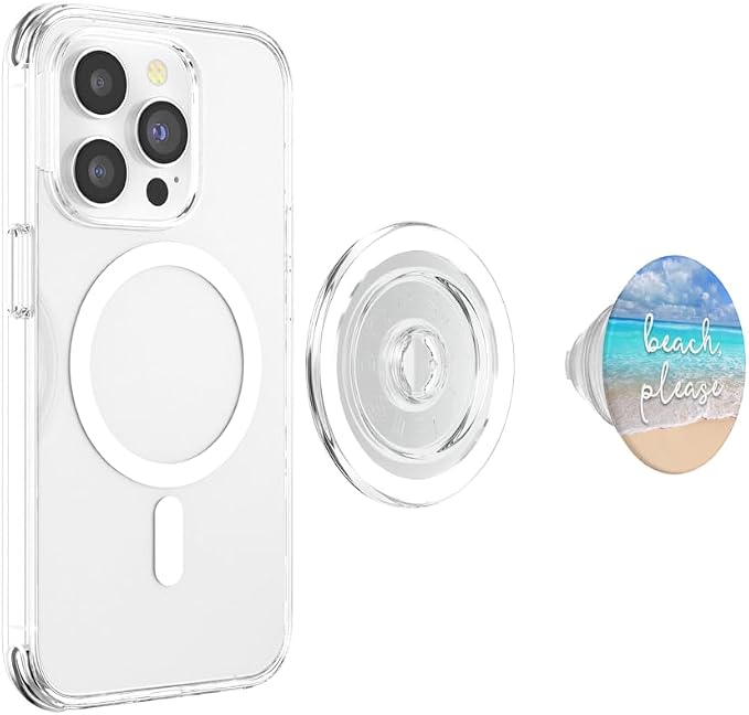 Beach Please - Cute Summer Sayings - Ocean &amp Sand Scene PopSockets Adhesive PopGrip