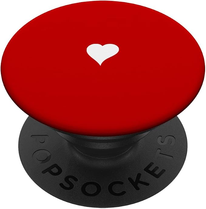 Cute Hand Drawn White Heart - Red Minimalist Love Symbol PopSockets Adhesive PopGrip