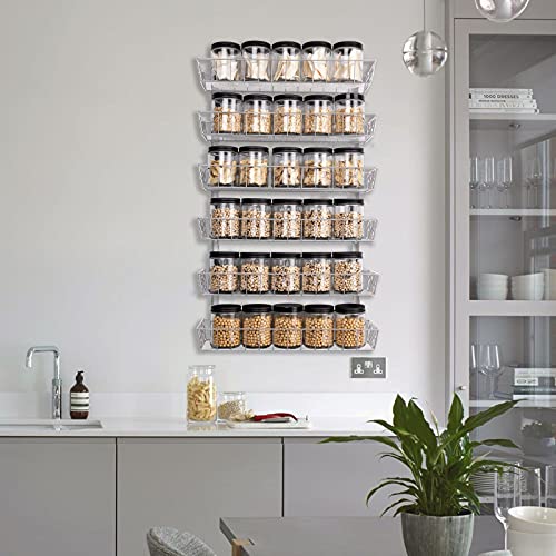 SWOMMOLY Adjustable Wall Mount Spice Rack, 6-Tier Dual-use (Multi-use) Organizer, Silver - color: Silver, size: 6-Tier