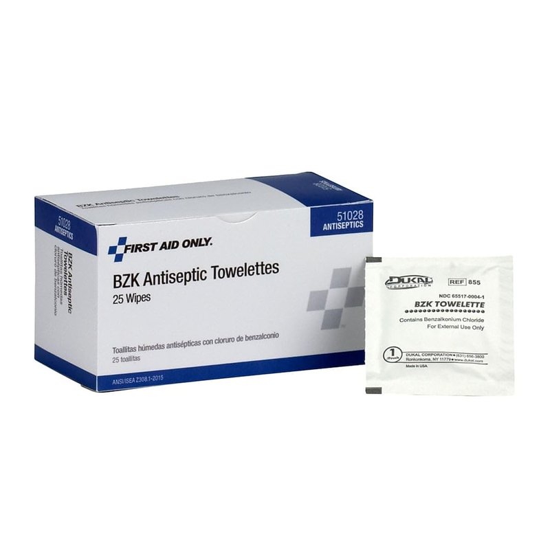 PhysiciansCare First Aid Antiseptic Towelettes, Box of 25 Individually Wrapped