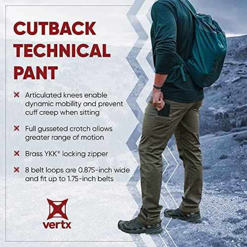 Vertx Men's Standard Cutback Technical Pants Tactical Gear with Pockets Lightweight Stretch Quick Dry Athletic Outdoor Pants