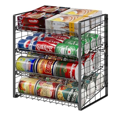 JKsmart 4-Tier Can Rack Organizer for Pantry, Adjustable Can Storage Holder for Various Ounces of Canned food Soda Drinks, Can Dispenser Holds Up to 48 Cans for Cupboard Cabinet - size: 4 Tier - 1Pack