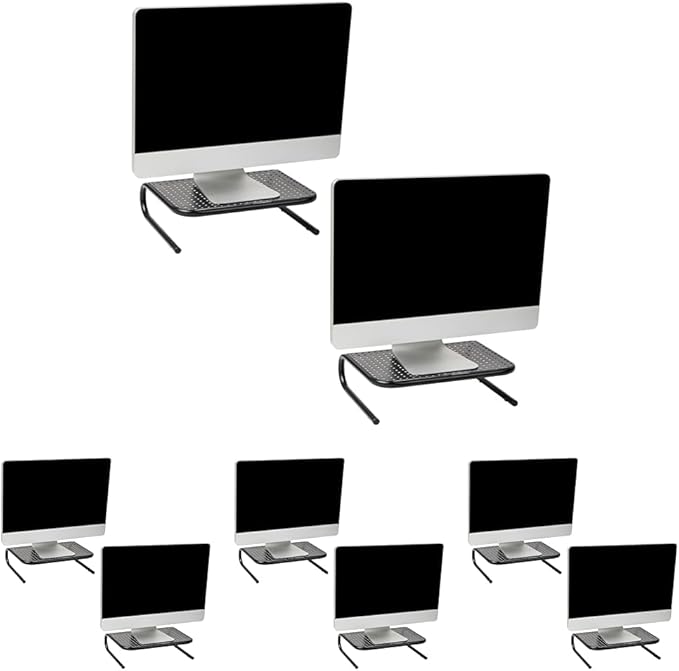 Mind Reader Monitor Stand, Ventilated Laptop Riser, Desktop Organizer, Metal, 14.5" L x 11.25" W x 4.25" H, Black (Pack of 8)