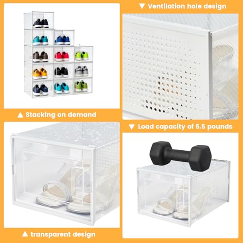 Shoe Storage Boxes, Stack Without Toppling Modular storage boxes combine freely for use in closets, under beds, hallways, and entryways. Space-saving. (Transparent, 12 Pack) - color: Transparent, 12 Pack