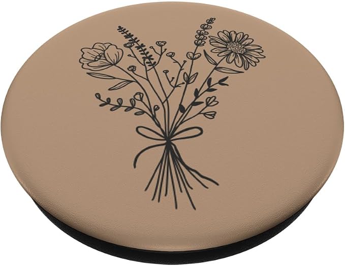 Hazelnut Brown Wildflower Floral Flower Design PopSockets Adhesive PopGrip
