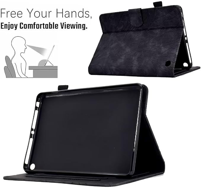 Case for Amazon Fire HD 8 &amp 8 Plus (12th/10th Generation 2024/2022/2020 Release) Pen Holder Premium PU Leather Stand Cover with Smart Auto Wake/Sleep Green Tress