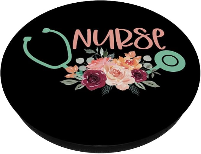 Cute Nurse Stethoscope with Flowers - Nurse Appreciation PopSockets Adhesive PopGrip
